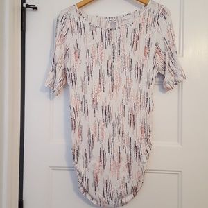 Keyhole Side-Ruched Boatneck Maternity Tee Large